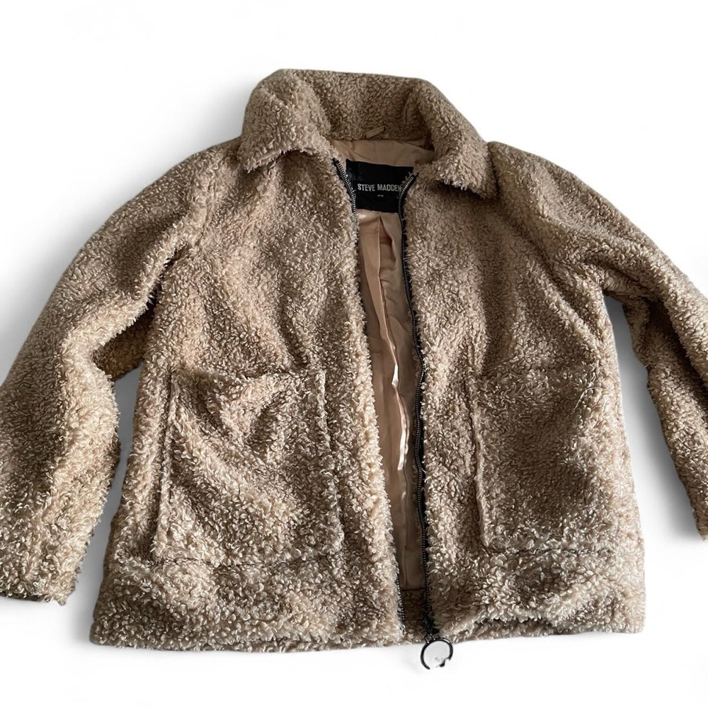Steve Madden Teddy Brown Sherpa Jacket Women’s Size M